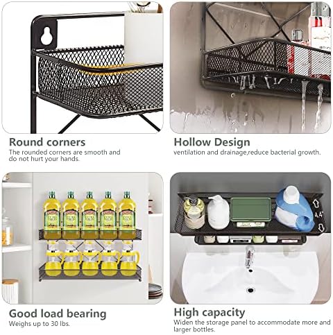 2 Tier Metal Kitchen Counter-top or Wall Mount Spice Rack, Jars Storage Organizer, Cabinet Holder, spice seasoning organizer for Partry (Bronze) - Image 7